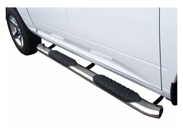 5-Inch Premium Oval Side Step Bars; Stainless Steel (19-24 Silverado 1500 Crew Cab)