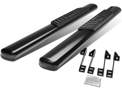5-Inch Straight Nerf Side Step Bars; Black (99-13 Silverado 1500 Regular Cab)