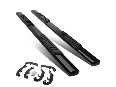 5-Inch Straight Nerf Side Step Bars; Black (19-25 Silverado 1500 Crew Cab)