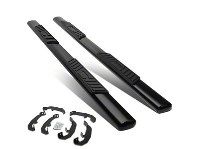 5-Inch Straight Nerf Side Step Bars; Black (19-24 Silverado 1500 Crew Cab)