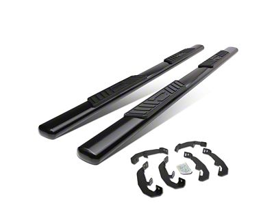 5-Inch Straight Nerf Side Step Bars; Black (19-25 Silverado 1500 Double Cab)