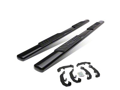 5-Inch Straight Nerf Side Step Bars; Black (19-24 Silverado 1500 Double Cab)