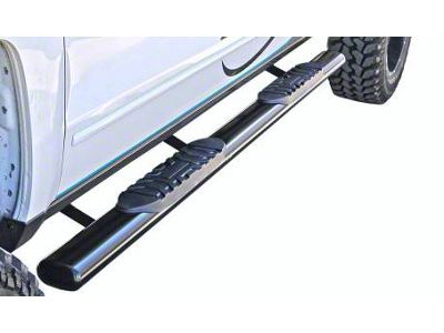 5-Inch Straight Oval Side Step Bars; Body Mount; Semi-Gloss Black (99-14 Silverado 1500 Regular Cab)