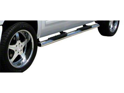 5-Inch Straight Oval Side Step Bars; Body Mount; Stainless Steel (04-18 Silverado 1500 Crew Cab)