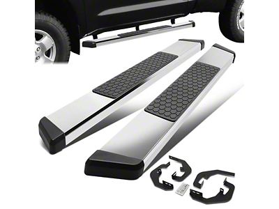 5-Inch Wide Flat Running Boards; Stainless Steel (07-18 Silverado 1500 Regular Cab)