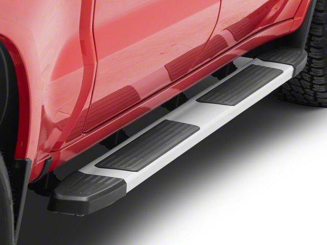 For 19-24 Silverado/Sierra Crew Cab 5 Black Oval Running Boards w/Red Step Pads For 19-24 Silverado/Sierra Crew Cab 5 Black Oval Running Boards w/Red Step Pads