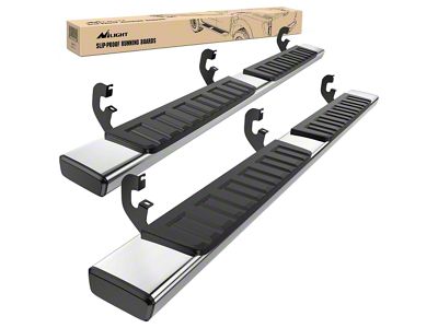 6-Inch Nerf Side Step Bars; Stainless Steel (19-25 Silverado 1500 Crew Cab)
