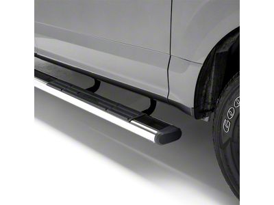 6-Inch Oval Side Step Bars; Polished Stainless (19-25 Silverado 1500 Crew Cab)