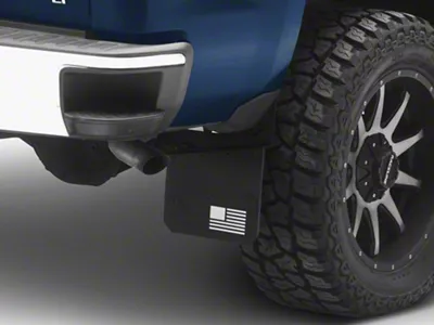 REK-mesh X Merica Universal Offset Standard 12-Inch Wide Mud Flaps with White Logo; Front or Rear (Universal; Some Adaptation May Be Required)