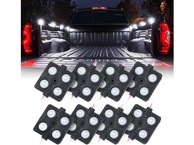 8-LED Square Rock Light Pods Truck Bed Lighting Kit (Universal; Some Adaptation May Be Required)