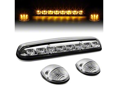 Amber LED Roof Cab Lights; Chrome (02-06 Silverado 1500)