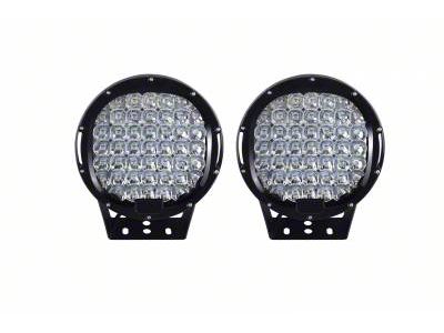 Armour Roll Bar with 9-Inch Black Round LED Lights; Black (01-25 Silverado 1500)