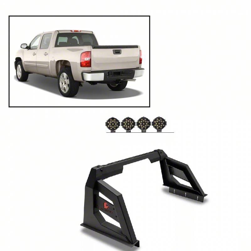 Silverado 1500 Armour Roll Bar with 7Inch Black Round LED Lights