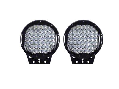 Atlas Roll Bar with 9-Inch Black Round LED Lights; Black (01-25 Silverado 1500)