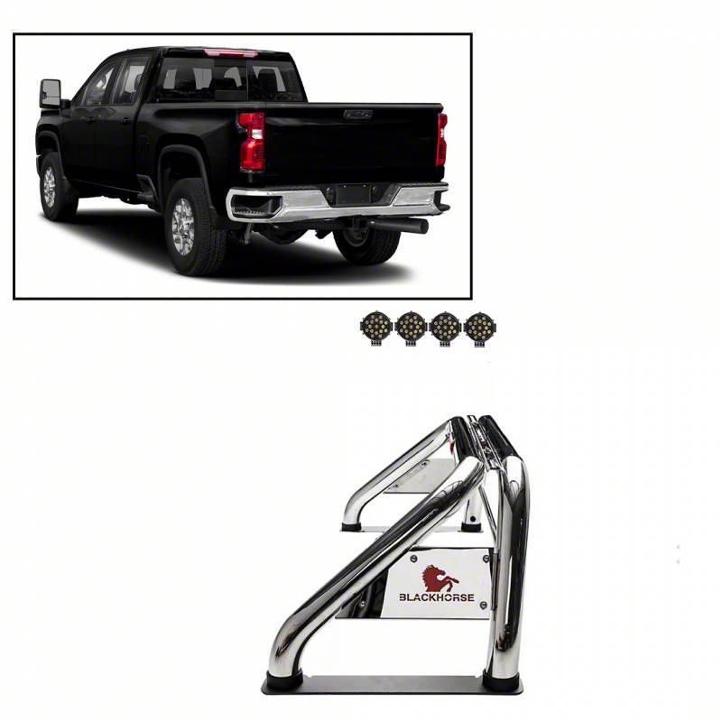 Silverado 1500 Atlas Roll Bar with 7Inch Black Round LED Lights