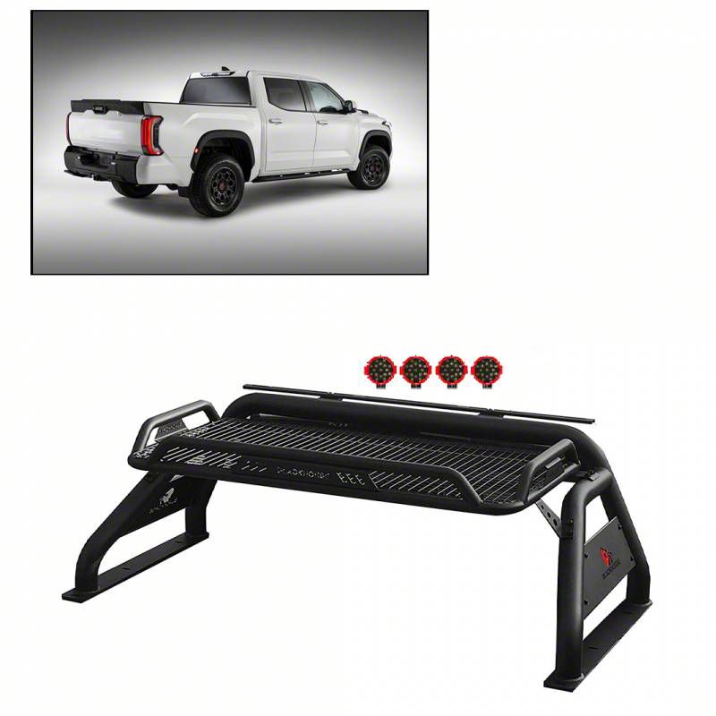 Silverado 1500 Atlas Roll Bar with 7Inch Red Round LED Lights; Black