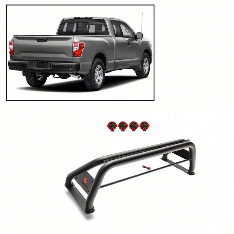 Silverado 1500 Atlas Roll Bar with 7Inch Red Round LED Lights; Black