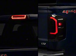 Raxiom Axial Series LED Tail Lights with LED Third Brake Light; Smoked Lens (16-18 Silverado 1500 w/ Factory Halogen Tail Lights)