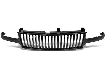 Badgeless Vertical Bar Style Upper Replacement Grille; Black (99-02 Silverado 1500)
