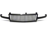 Badgeless Vertical Bar Style Upper Replacement Grille; Matte Black (99-02 Silverado 1500)