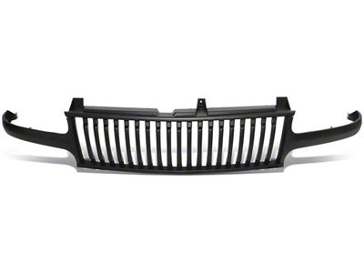 Badgeless Vertical Bar Style Upper Replacement Grille; Matte Black (99-02 Silverado 1500)