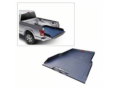 Bed Slide Tray with Aluminum Checker Plate; Textured Black (15-24 Silverado 1500 w/ 5.80-Foot Short & 6.50-Foot Standard Box)