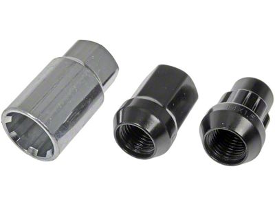 Black Acorn Wheel Lug Nut Lock Set; M14x1.50; Set of 20 (99-23 Silverado 1500)