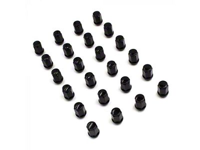 Black Bulge Acorn Lug Nut Kit; 14mm x 1.5; Set of 24 (99-23 Silverado 1500)