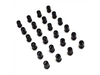 Black Bulge Acorn Lug Nut Kit; 14mm x 1.5; Set of 24 (99-24 Silverado 1500)