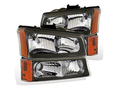 Raxiom Axial Series Euro Headlights; Black Housing; Clear Lens (03-06 Silverado 1500)