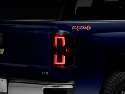 LED Tail Lights; Jet Black Housing; Clear Lens (14-18 Silverado 1500 w/ Factory Halogen Tail Lights)