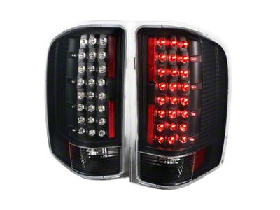LED Tail Lights; Matte Black Housing; Clear Lens (07-13 Silverado 1500)