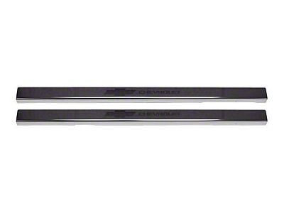 Putco Black Platinum Door Sills with Bow Tie Etching (19-24 Silverado 1500 Regular Cab, Double Cab)