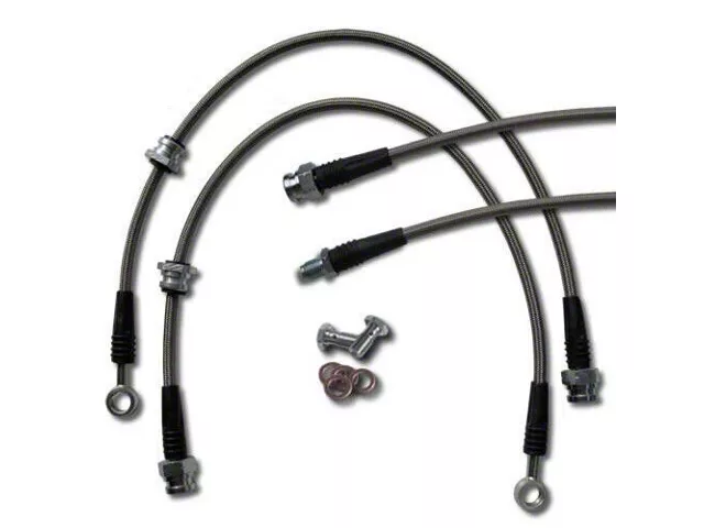 Silverado 1500 Braided Stainless Steel Brake Line Kit; Front and Rear