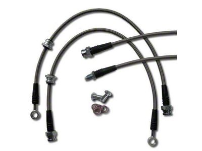 Braided Stainless Steel Brake Line Kit; Front and Rear (09-18 Silverado 1500 w/ 8.60-Inch Axle, 5.80-Foot Short & 6.50-Foot Standard Box)