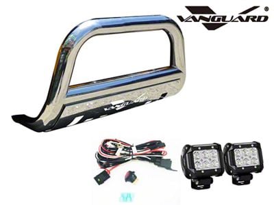 Bull Bar with 2.50-Inch LED Cube Lights; Stainless Steel (07-13 Silverado 1500)