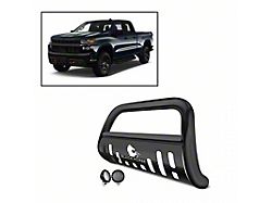 Bull Bar with 5.30-Inch Black Round Flood LED Lights; Black (19-23 Silverado 1500)