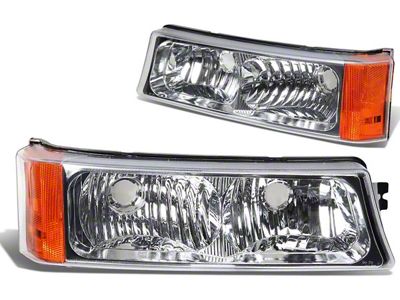 Bumper Lights with Amber Corners; Chrome Housing; Clear Lens (03-06 Silverado 1500)
