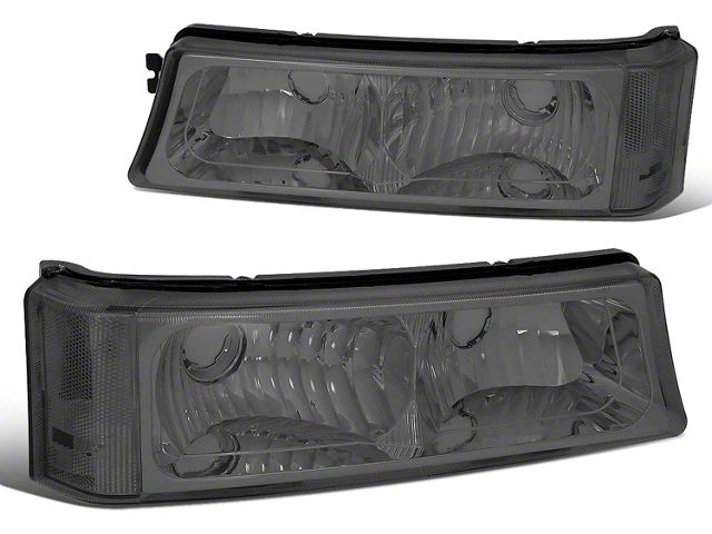Bumper Lights with Clear Corners; Chrome Housing; Smoked Lens (03-06 Silverado 1500)
