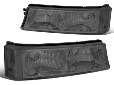 Bumper Lights with Clear Corners; Chrome Housing; Smoked Lens (03-06 Silverado 1500)