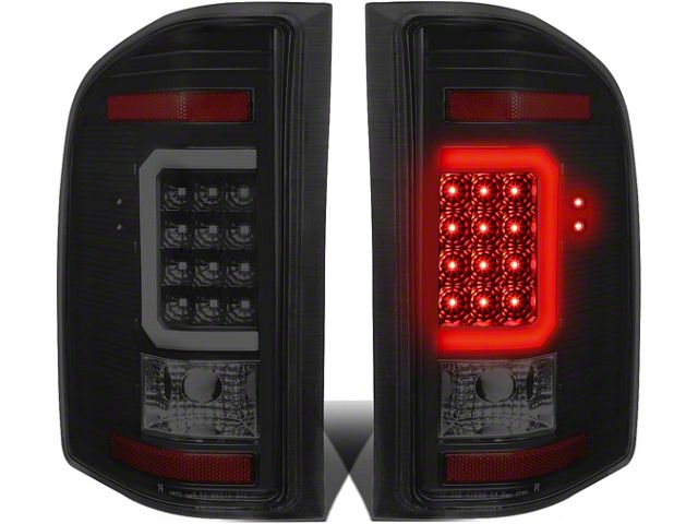 C-Bar LED Tail Lights; Black Housing; Smoked Lens (07-13 Silverado 1500)