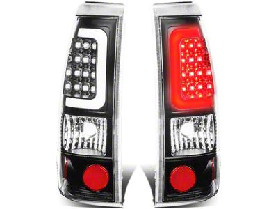 C-Bar LED Tail Lights; Black Housing; Clear Lens (99-02 Silverado 1500 Fleetside)