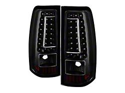 C-Shape LED Tail Lights; Black Housing; Clear Lens (03-06 Silverado 1500 Fleetside)