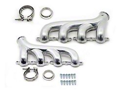 Cast Iron Exhaust Manifolds with V-Band Clamps; Ceramic Silver (02-12 V8 Silverado 1500)