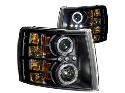 CCFL Halo Projector Headlights; Black Housing; Clear Lens (07-13 Silverado 1500)