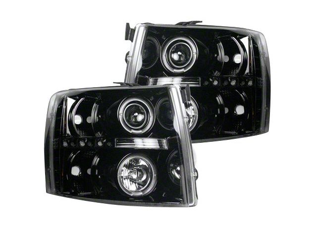 CCFL Halo Projector Headlights; Black Housing; Smoked Lens (07-13 Silverado 1500)