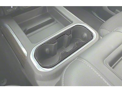 Center Console Cup Holder Accent Trim Only; Forged Carbon Fiber (19-21 Silverado 1500; 2022 Silverado 1500 LTD)