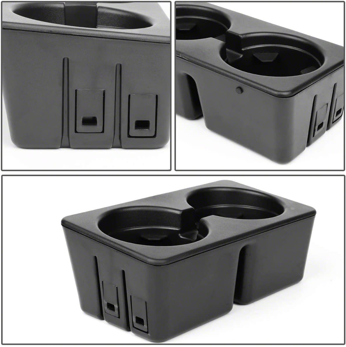 Front Center Floor Console Cup Holder Inserts For 2007-2014 Chevy Silverado & GMC Sierra – Black, 14533