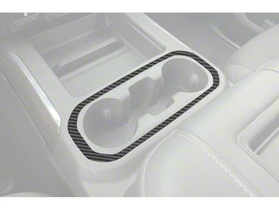 Center Console Cup Holder Surround Accent Trim; Raw Carbon Fiber (19-24 Silverado 1500)