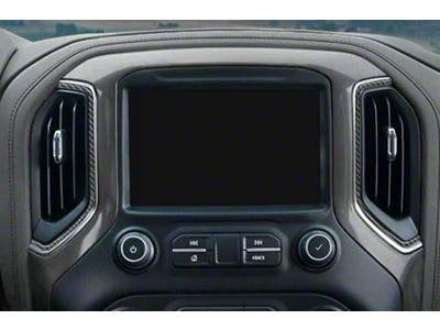 Center Dash A/C Vent Accent Trim; Domed Carbon Fiber (19-24 Silverado 1500)